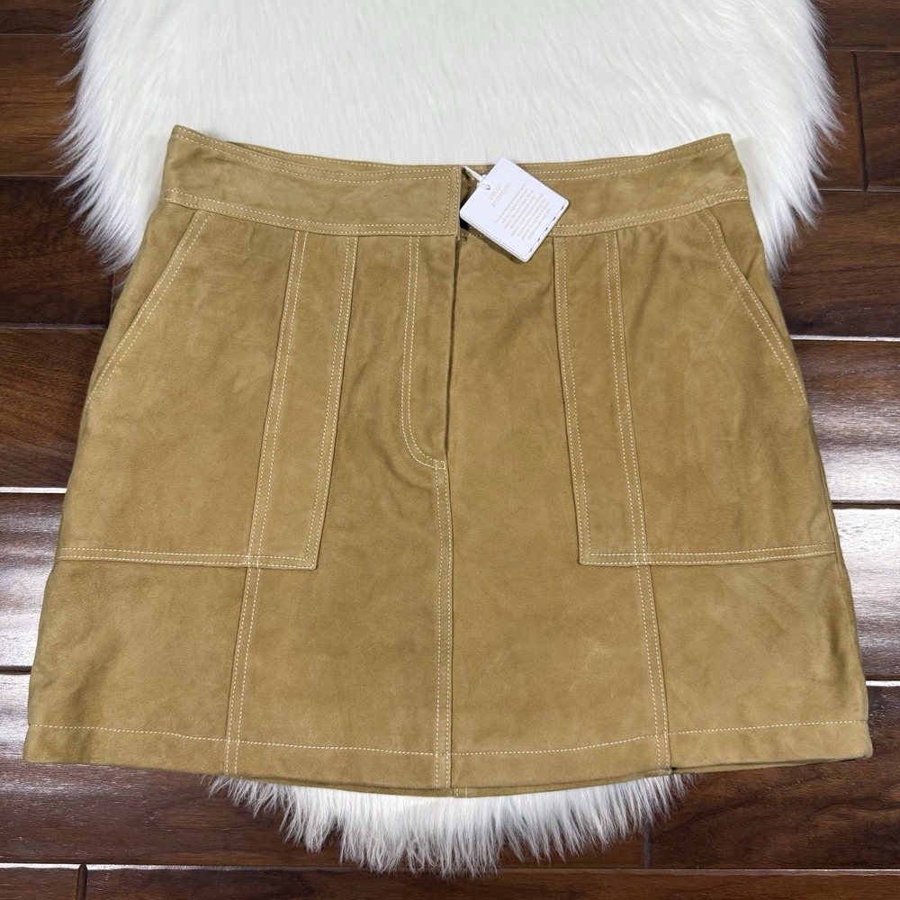 Le' AL.X Women's Size XL Camel Suede Leather Mini Skirt $259
